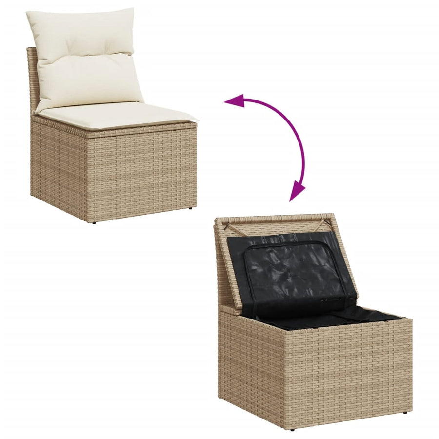 7-Delige Loungeset Met Kussens Poly Rattan Beige