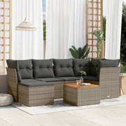 Loungeset 7-delig poly rattan grijs