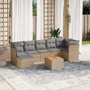 Loungeset 8-delig poly rattan gemengd beige