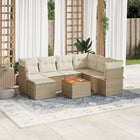 8-Delige Loungeset Met Kussens Poly Rattan Beige