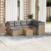 Loungeset 8-delig poly rattan gemengd beige