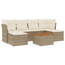7-Delige Loungeset Met Kussens Poly Rattan Beige