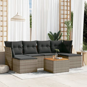 Loungeset 7-delig poly rattan grijs