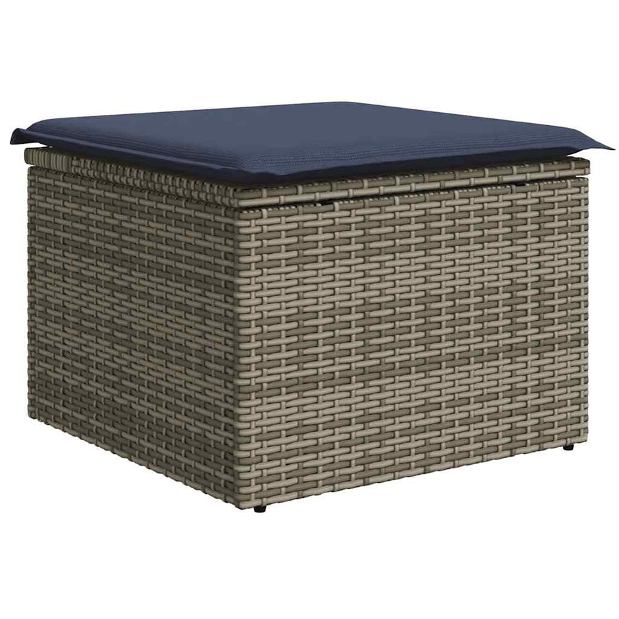 7-delige tuinbankset met kussens, grijs polyrotan