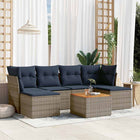 7-piece garden sofa set with cushions, grey poly rattan
