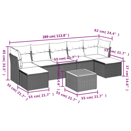 8-Delige Loungeset Met Kussens Poly Rattan Gemengd Beige