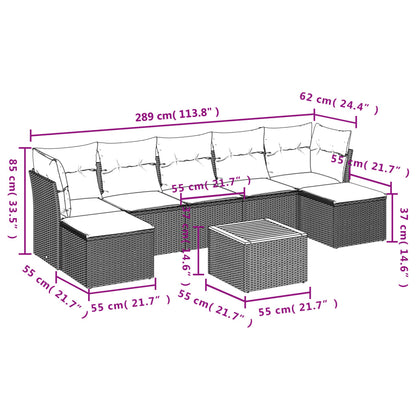8-Delige Loungeset Met Kussens Poly Rattan Grijs