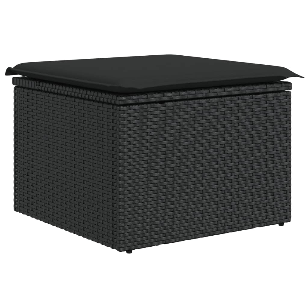9-Delige Loungeset Met Kussens Poly Rattan Zwart