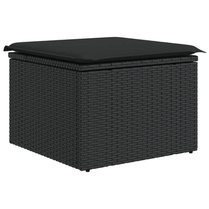 9-Delige Loungeset Met Kussens Poly Rattan Zwart