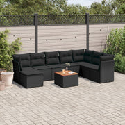 Loungeset 9-delig poly rattan zwart