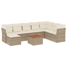 9-Delige Loungeset Met Kussens Poly Rattan Beige
