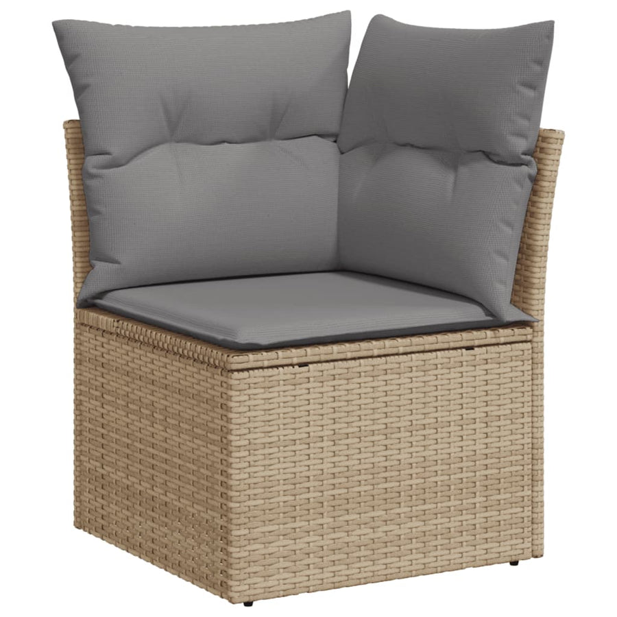 9-Delige Loungeset Met Kussens Poly Rattan Gemengd Beige