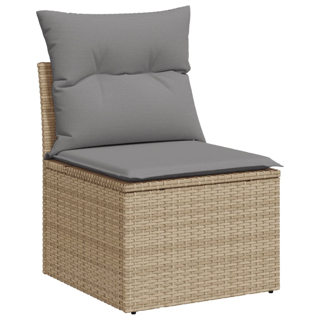 9-Delige Loungeset Met Kussens Poly Rattan Gemengd Beige