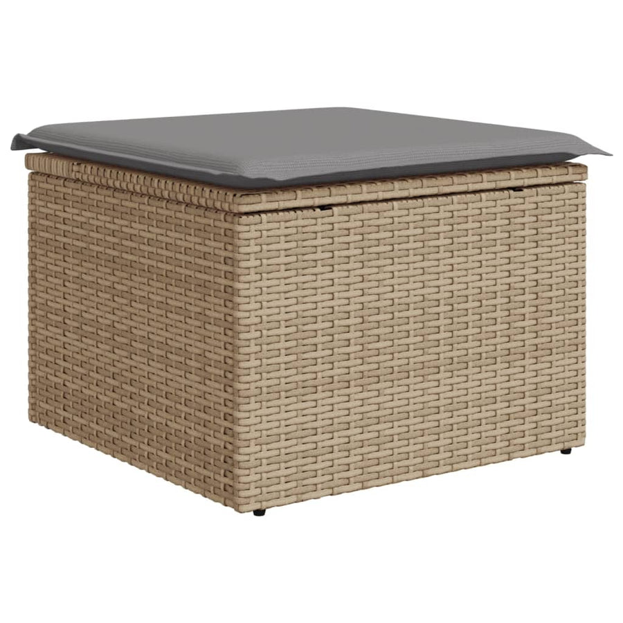 9-Delige Loungeset Met Kussens Poly Rattan Gemengd Beige