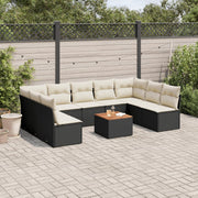 Loungeset poly rattan 10-delig zwart
