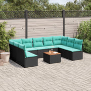 Loungeset 10-delig poly rattan zwart