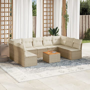Loungeset 10-delig poly rattan beige