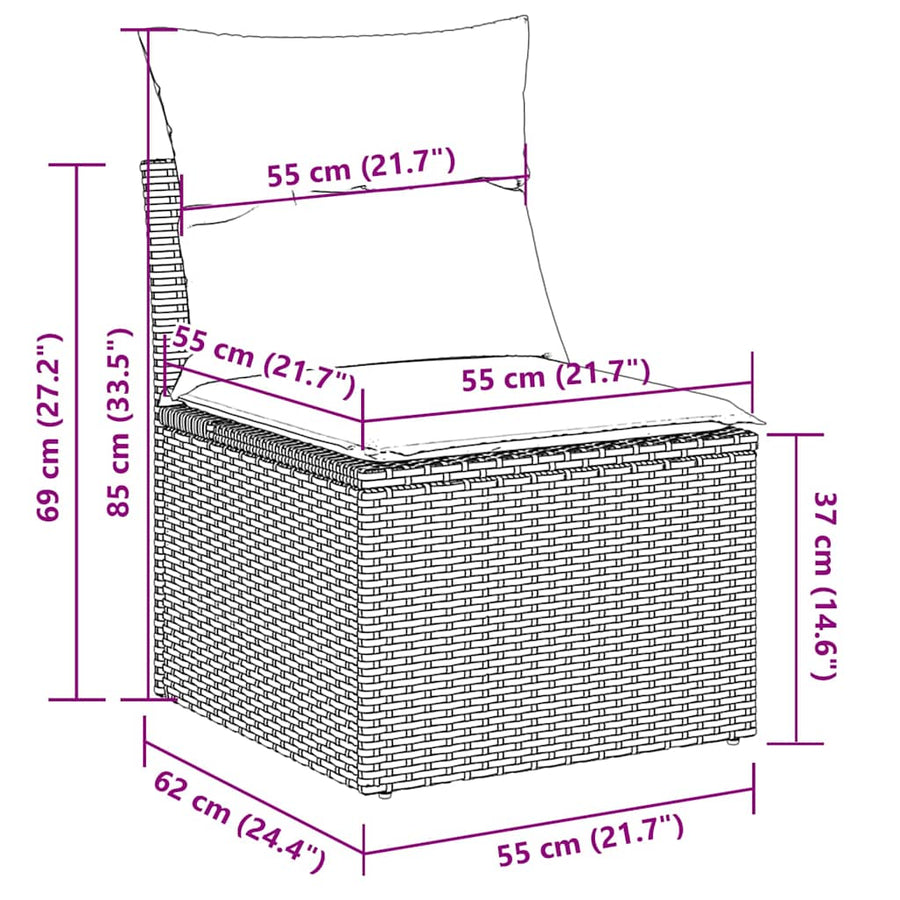 10-Delige Loungeset Met Kussens Poly Rattan