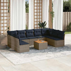 10-piece Lounge Set with Cushions Poly Rattan Grey