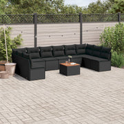Loungeset 11-delig poly rattan zwart