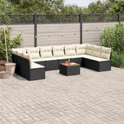 Loungeset 11-delig poly rattan zwart