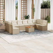 Tuinset 11-delig poly rattan beige