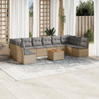 11-Delige Loungeset Met Kussens Poly Rattan Gemengd Beige