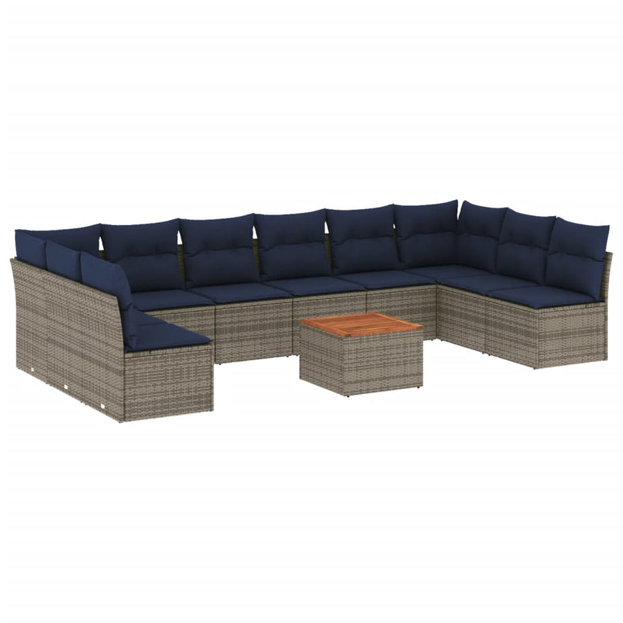 1 Loungeset Met Kussens Poly Rattan