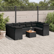 Loungeset 10-delig poly rattan zwart