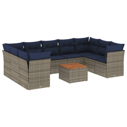 10-Delige Loungeset Met Kussens Poly Rattan