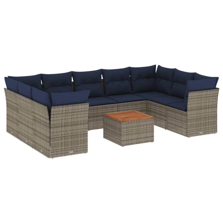 10-Delige Loungeset Met Kussens Poly Rattan