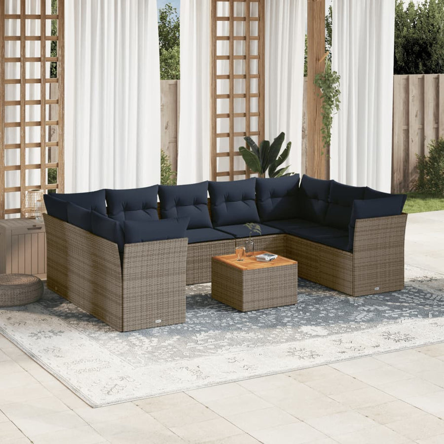 10-Delige Loungeset Met Kussens Poly Rattan