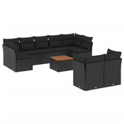 Loungeset 10-delig poly rattan zwart