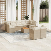 Loungeset 10-delig poly rattan beige
