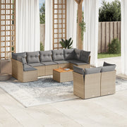 Loungeset 10-delig poly rattan gemengd beige