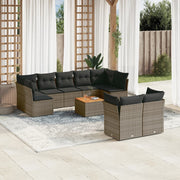 Loungeset 10-delig poly rattan grijs