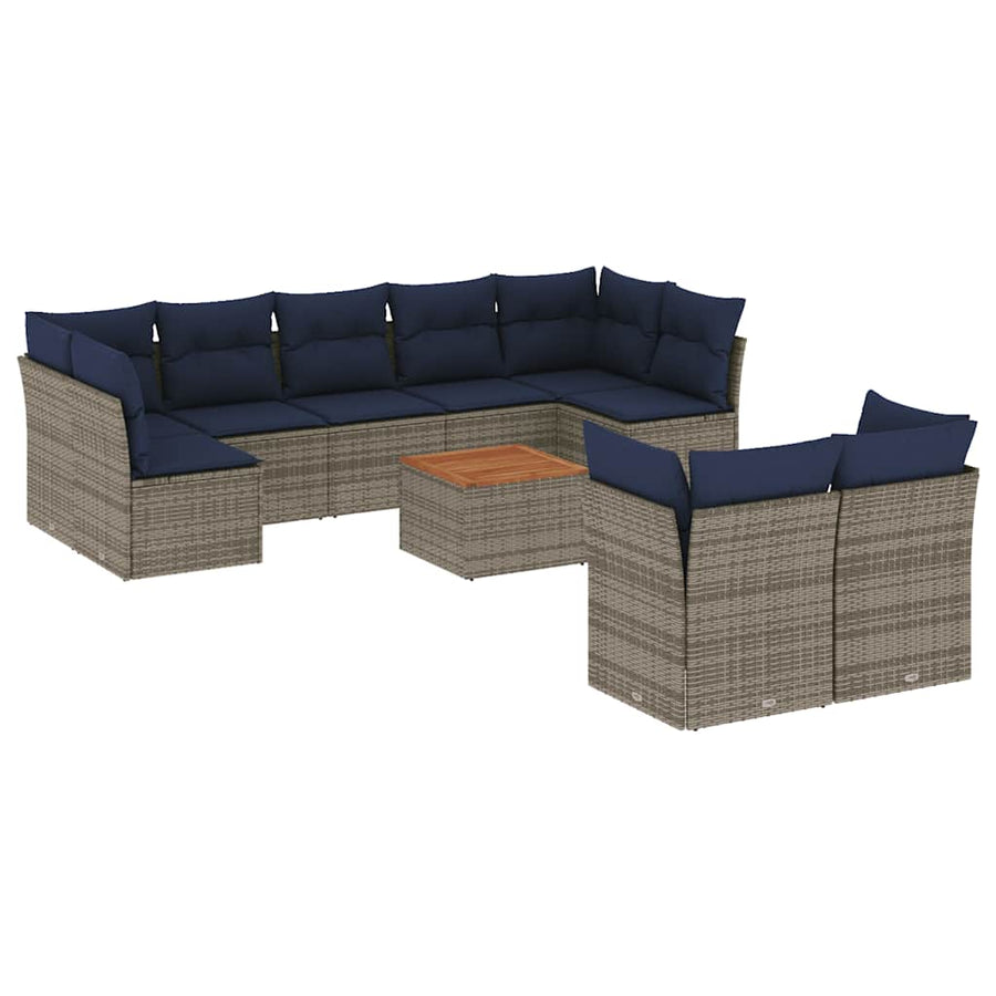 10-Delige Loungeset Met Kussens Poly Rattan