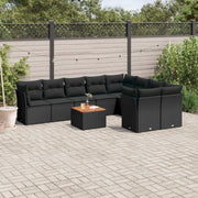 Loungeset 10-delig poly rattan zwart