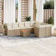 Loungeset 10-delig poly rattan beige