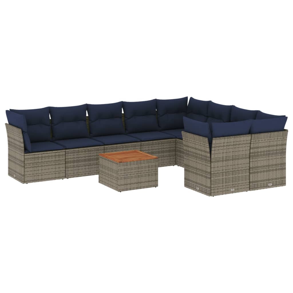 10-Delige Loungeset Met Kussens Poly Rattan