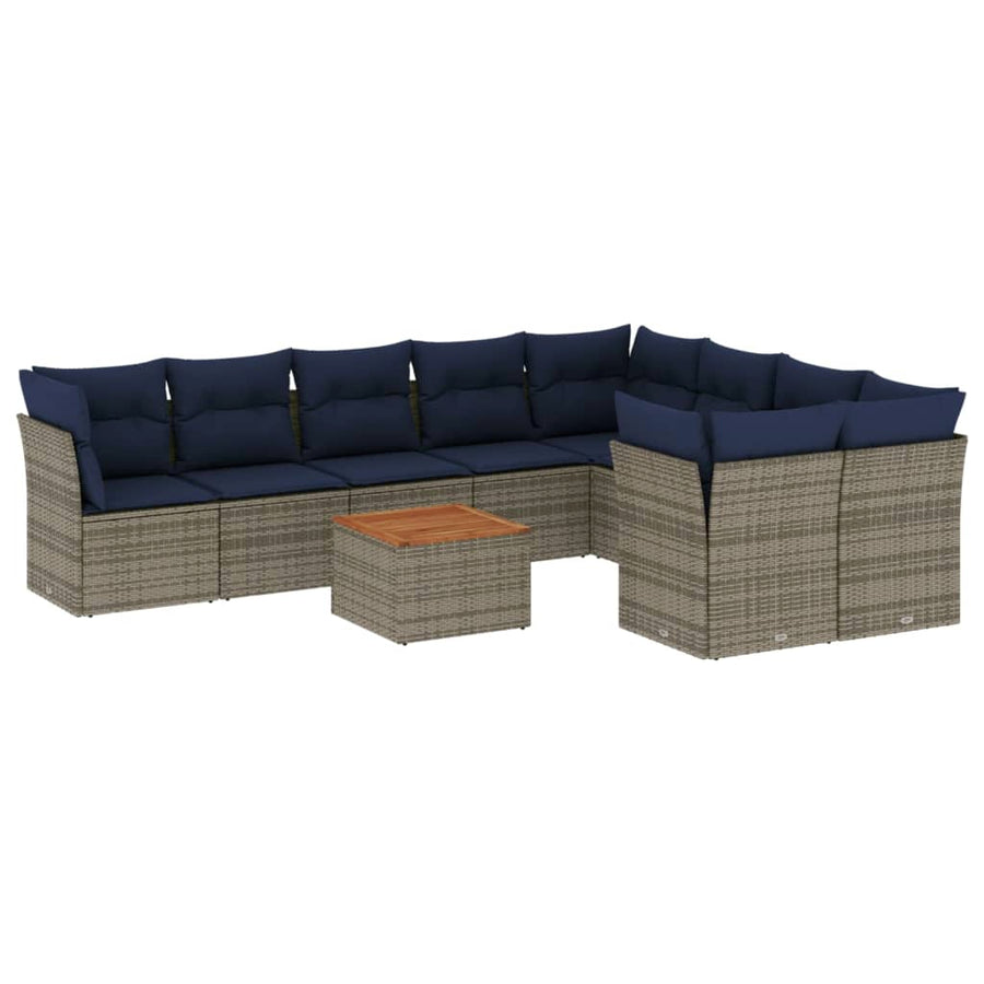 10-Delige Loungeset Met Kussens Poly Rattan
