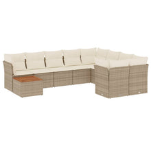 10-Delige Loungeset Met Kussens Poly Rattan Beige