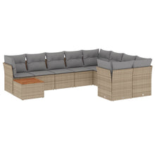 10-Delige Loungeset Met Kussens Poly Rattan Gemengd Beige