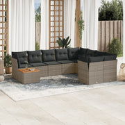Loungeset 10-delig poly rattan grijs