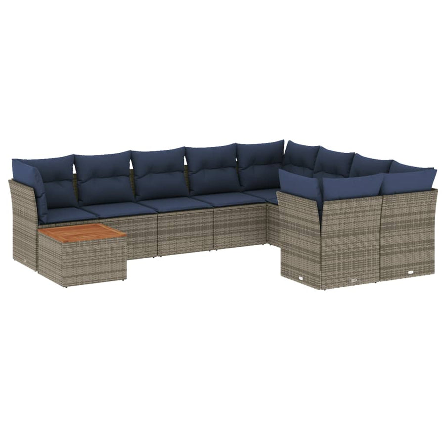 10-Delige Loungeset Met Kussens Poly Rattan