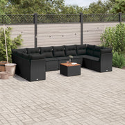 Loungeset 11-delig poly rattan zwart