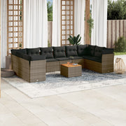 Loungeset 11-delig poly rattan grijs