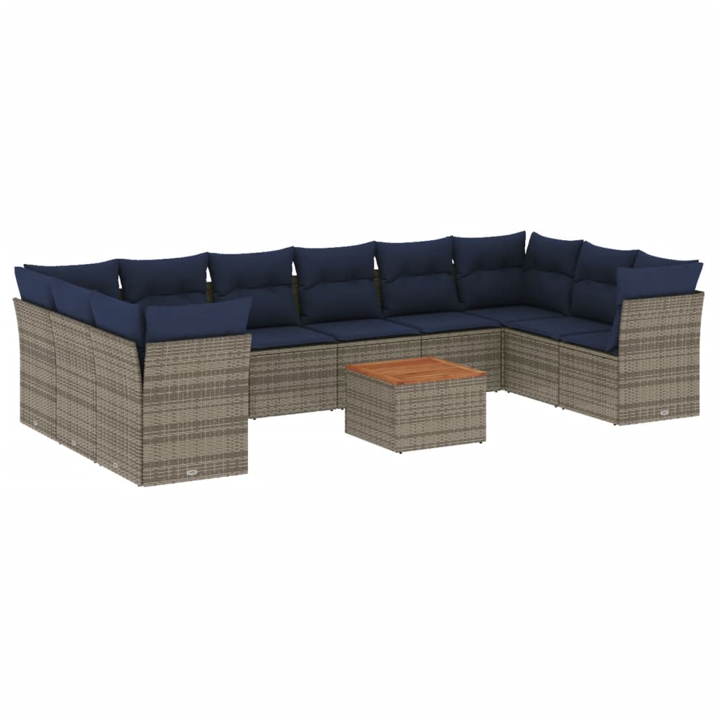 1 Loungeset Met Kussens Poly Rattan