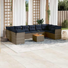Loungeset poly rattan grijs 11-delig