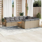 Loungeset 11-delig poly rattan gemengd beige